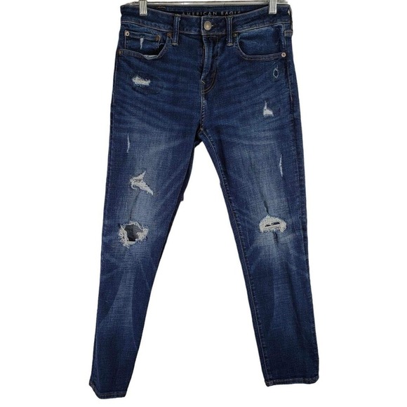 American Eagle AE Jeans Airflex Mens 28x30 Dark Wash Athletic Fit Skinny - Picture 2 of 13